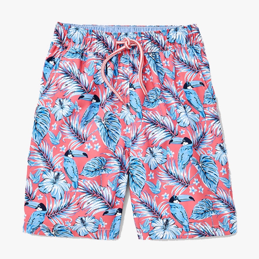 Peter Millar Boy’s Tucanopy Tropical Print Swim Trunks